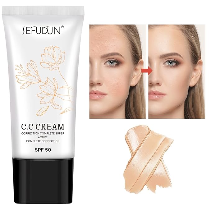 CC Cream 2 Pack, Self Adjusting for Mature Skin, Super Active Foundation With SPF 50 for Face and Body Color Correcting