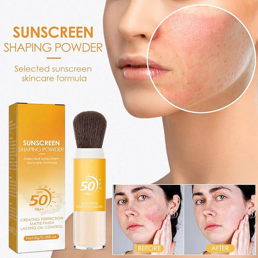 Mineral Sunscreen Setting Powder SPF 50 PA++, Mineral Brush PowderOil Control Matte Finish Loose Powder, Translucent Face Powder for All Skin, Smooth Lightweight Breathable