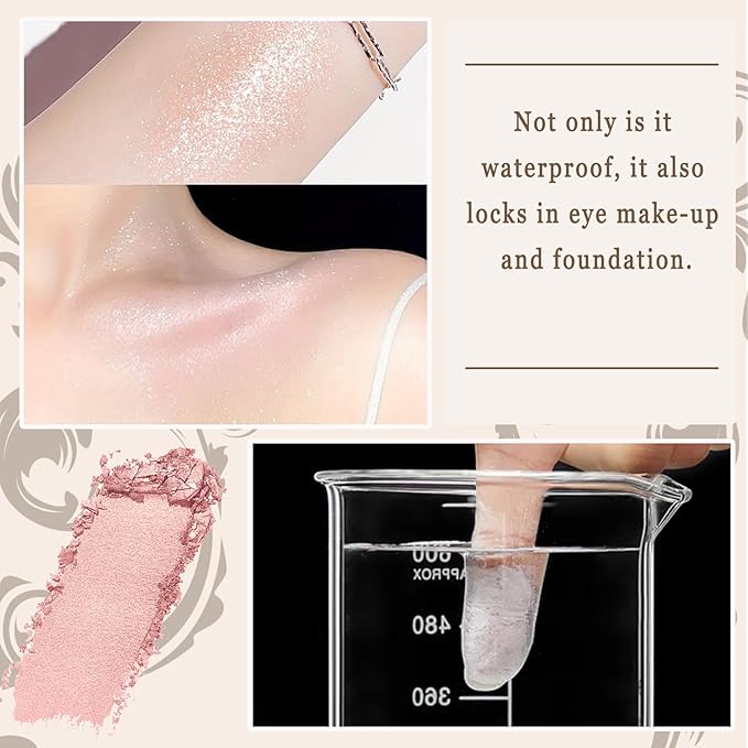 Mineral Setting Powder with brush,Shimmering Powder for Face,Lightweight Long Lasting Oil Control Face Makeup Set,Matte Concealer Setting Makeup Kit for All Skin Types(B)