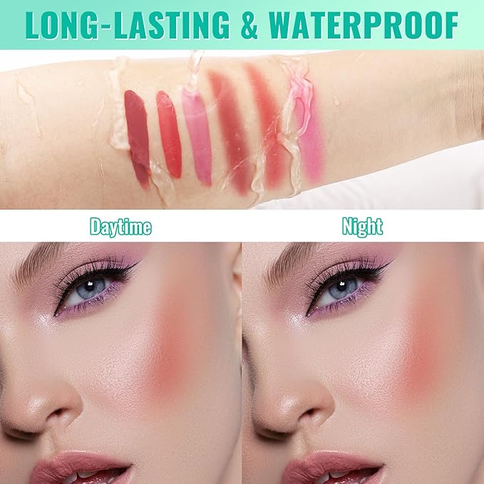 Liquid Blush, Soft Moisturizing Matte Blush, Blendable Face Blush for Cheeks, Long-Wearing Smudge-Proof Natural Blush Liquid - 02 Dry Rose