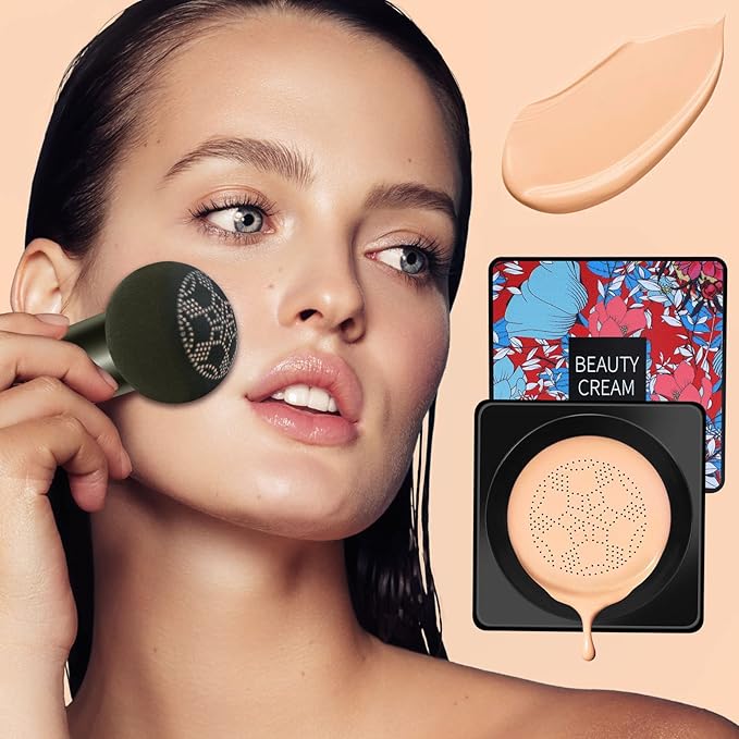 Mushroom Head Air Cushion BB Cream Even Skin Tone Makeup Base PrimerConcealer Lasting Nude Makeup Moisturizing Brightening Pigment CC Liquid Foundation (C-2PC)