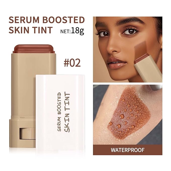 Beauty Balm Serum Boosted Skin Tint Concealer, Brightens, Hydrates, Conceale & Smooths Full Coverage Concealer Balm, Even Skin Tone Portable Moisturizing Essence Stick (# 02, 0.63 oz)
