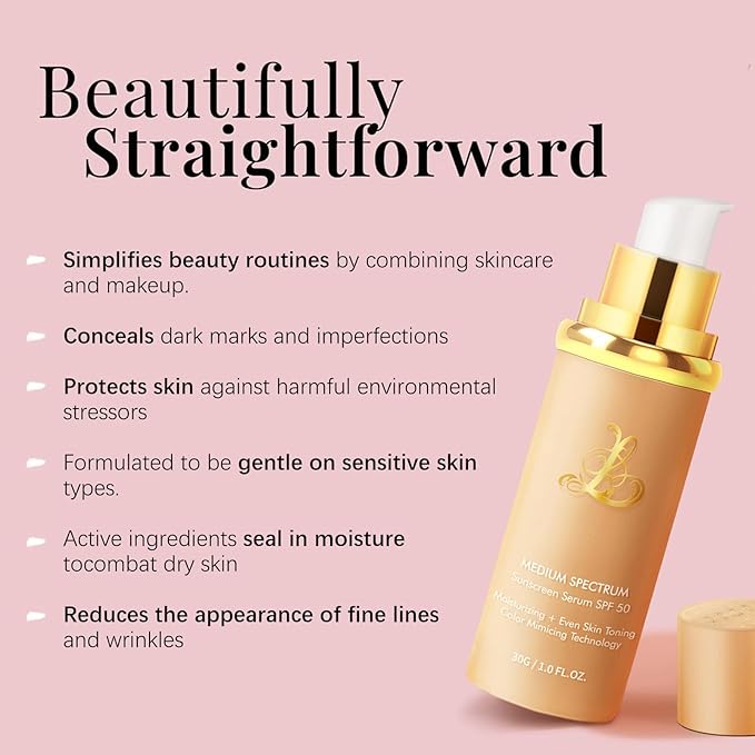 Match Foundation 4-in-1 with SPF 50 : Color Changing Foundation Medium Spectrum with 2 Brushes and 2 Cosmetics Sponge - Moisturizing & Concealer Face Makeup Foundation for All Skin Types