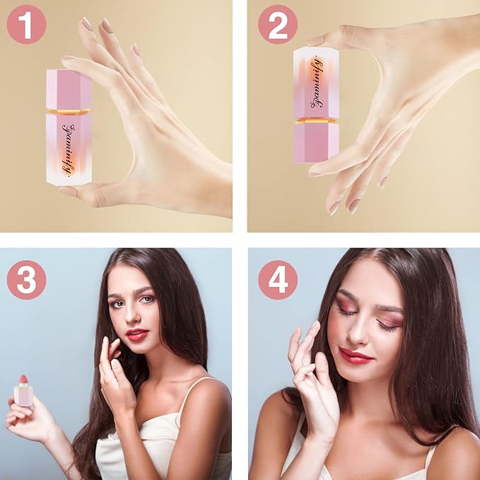Soft Cream Liquid Blush, Creamy Dewy Blush Lightweight Blendable Glowing Blush Stick with Cushion Applicator,Natural Silky Smooth Moisturizing Blush Makeup,Cruelty-free,04 Peach Pink