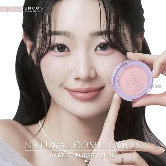 FORENCOS Matte Blush Set (Puff Included), Long Lasting Korean Blush Power, Zero Sebum Shine, Flawless Finish, Easy Blending, Lightweight & No Cakey Residue (PURE TIMIDUE)