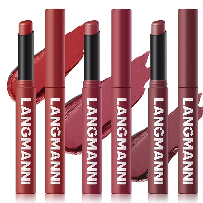Jolilab 3 Pcs Velvet Matte Lipstick Nude Matte Soft Dark Color Stick Waterproof Long-Lasting Non-Stick Cup High Pigmented Lip Stick Lip Balm Beauty Cosmetics Gift for Girls(10#+11#+12#