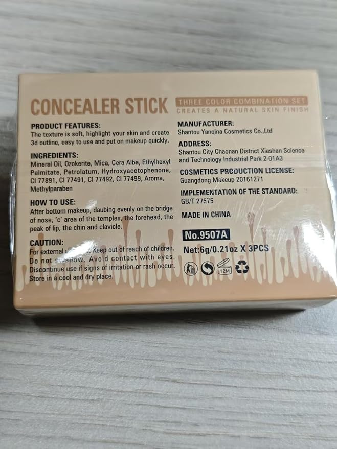 3Pcs Cream Contour Sticks Kit, Highlighter Stick Blush Stick Cream Contour Kit Makeup Set with Brush,Face Brightens & Shades Contour Stick Waterproof for Women Girls(9507-02-08-10, A)