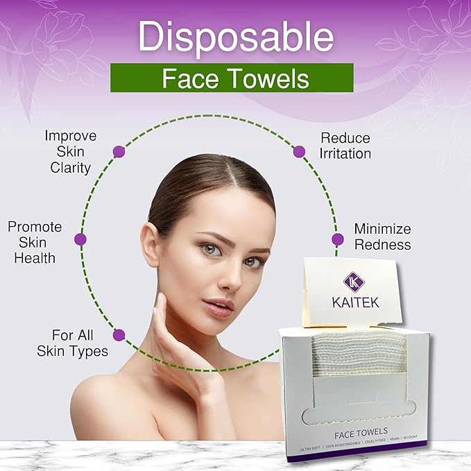 Towels XL, 100% Biobased Face Towel, Disposable Face Towelette, Makeup Remover Dry Wipes, Ultra Soft, 50 Ct, 1 Pack