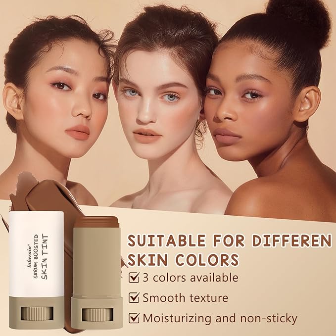 Foundation Stick Beauty Balm Serum Boosted Skin Tint, Solid Tinted Moisturizing Serum Contour Stick Foundation Face for Women, for Face Natural Makeup (03, 18g)