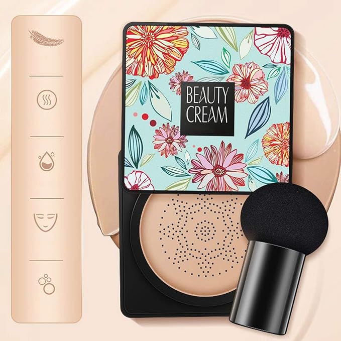 Mushroom Head Air Cushion BB Cream Even Skin Tone Makeup Base PrimerConcealer Lasting Nude Makeup Moisturizing Brightening Pigment CC Liquid Foundation (A-lvory)