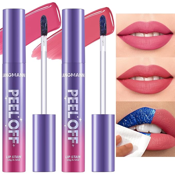 Jolilab Quick Lip Stain Peel Off,Wipe Off,Waterproof,Transfer proof,Highly Pigmented,Ultra Long Lasting Peel Off Lip Makeup With Matte finish for All-day Wear.(#01+02)