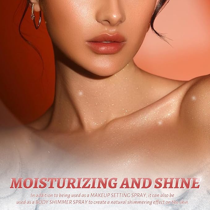 DAGEDA Glitter Setting Spray, Moisturizing + Shimmery + Setting Spray for Face, Fast Drying, Refreshing and Locking Dewy Makeup 3.38 fl. oz / 100 ml (White)