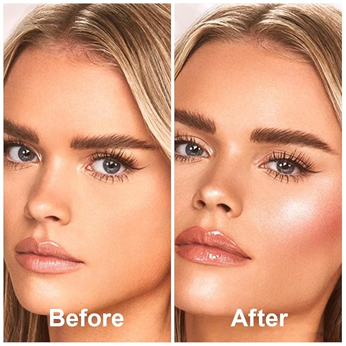 Mineral Blush Powder, SPF 35, Sunscreen Pearl-Infused Loose Blush, Buildable Dewy Glow, Luminous Cheek Color Makeup (Solar Flush - Golden Aura)