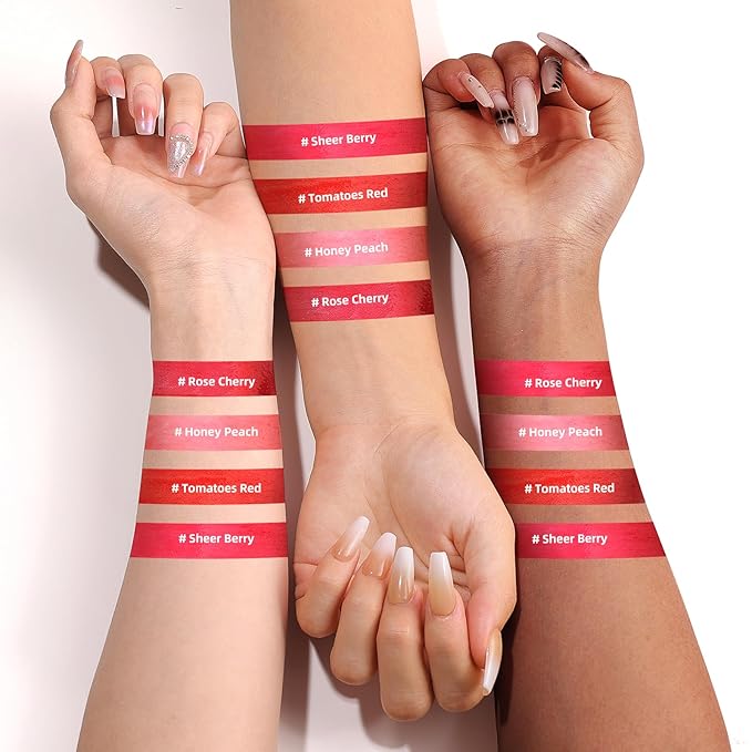 Liquid Cheek & Lip Stain, Korean Lip Tint with Moisturizing & Weightless, Non-Sticky, Long-Lasting, Kiss-proof, All Long-wearing, Vegan Makeup (Rose Cherry)