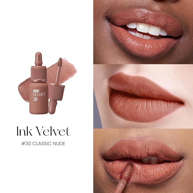 Peripera Ink the Velvet Lip Tint - High Pigment Color, Longwear, Weightless, Not Animal Tested, Gluten-Free, Paraben-Free (030 CLASSIC NUDE (NEW))