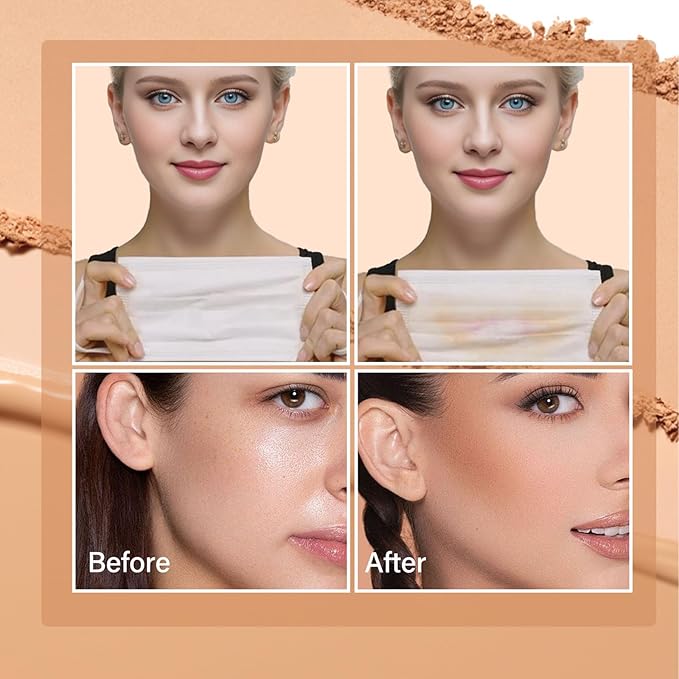 Oil Control Face Powder, Matte Smooth Setting Powder, Waterproof Long-Lasting Setting Powder, Polvo Compacto Perfección Mate, Polvo Compacto De Maquillaje (Tan Dark)