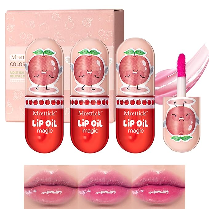3PCS Lip Gloss,Hydrating Lip Oil Tinted Set | Long Lasting | Non-Sticky | High Shine for Plumper Looking Lips,Moisturizing Lip Oil Gloss for Lip Care and Dry Lips