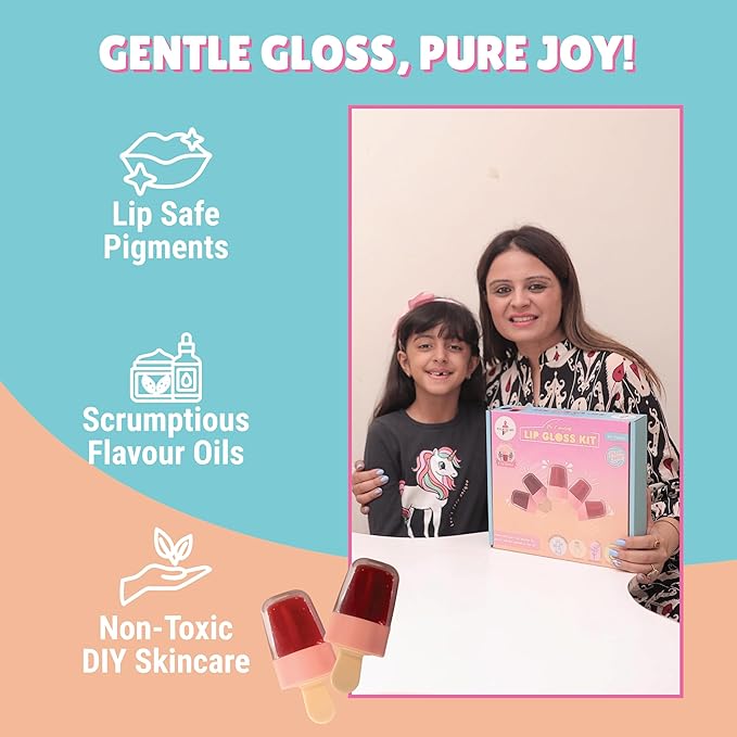 Lip Gloss Making Kit with Natural Ingredients - Make Custom Glosses with Essential Oils & Vitamin E - Educational STEM Craft Gift for Girls