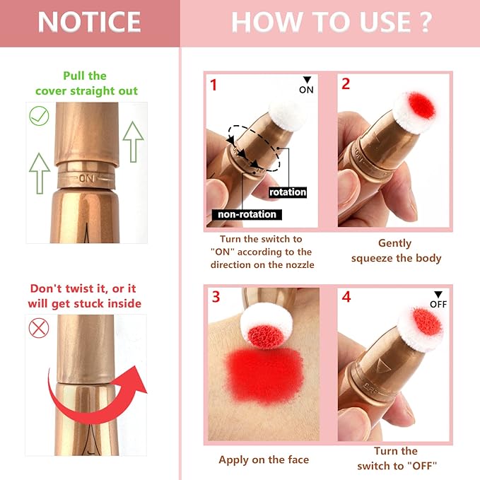 Blush Wand Liquid Cream Blush Stick with Cushion Applicator Face Blush Makeup Long Lasting Cream Contour Wand Highlighter Blush Liquid Rare Beauty Blush Contour Stick(#03 Cherry Red Blush)
