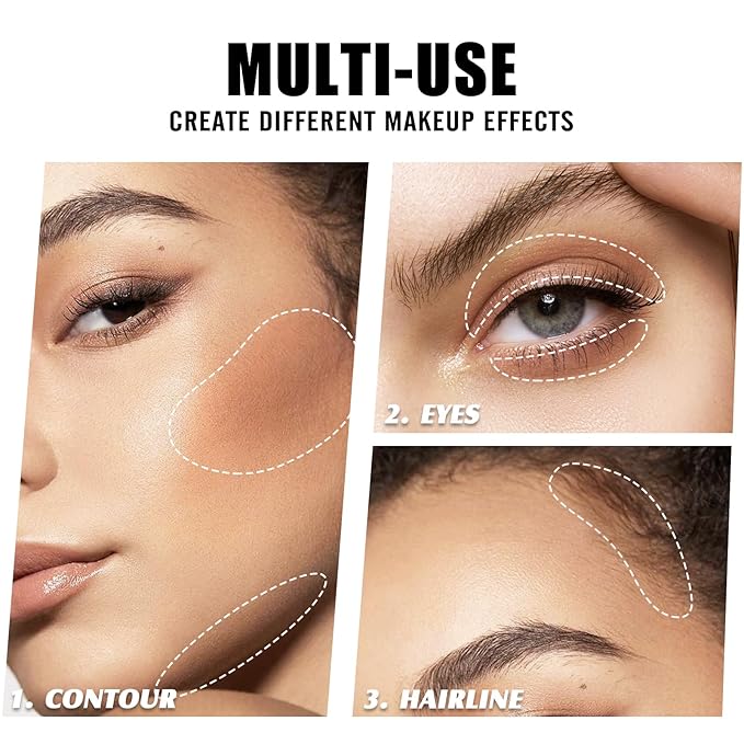 Cream Contour Powder Palette Kit with Brush & Mirror, Matte Bronzer Cool Toned Contour Powder Palette for Face Sculpting Makeup (#C02 Soft Brown)