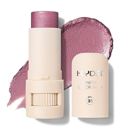 KYDA Mineral Color Balm, SPF 35, Creamy Blendable Color for Lips and Cheeks, Buildable Shimmer Finish, Lightweight Cream Formula, Multiuse Makeup Stick, BERRY