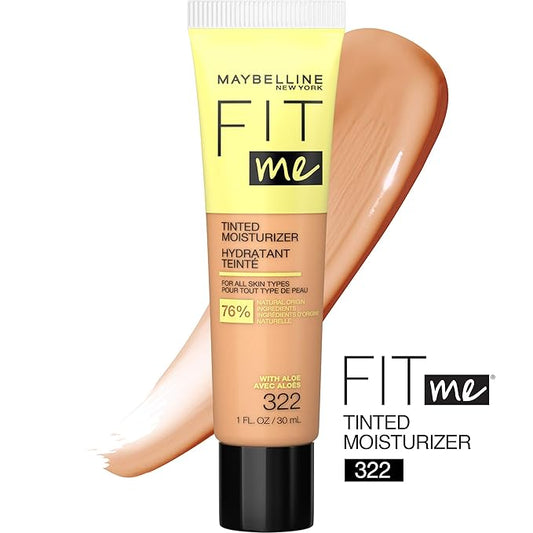 Maybelline Fit Me Tinted Moisturizer, Natural Coverage, Face Makeup, 322, 1 Count
