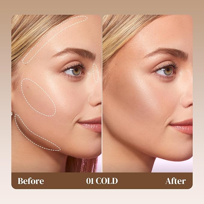 KYDA Cool Toned Contour Stick, Natural Matte Cream Contour, Lightweight Non-Clumping Face Shaping Makeup, Blendable Smooth Matte Bronzer Stick, Buildable Coverage, Portable Travel Size, 01 COLD