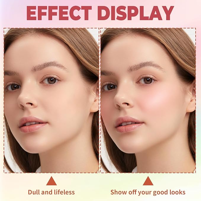 4 in 1 Blush Palette, 4 Colors Matte Face Powder Blush for Cheek, Strawberry Red, Poppy Peach, Shy Pink, Coral Orange Face Rouge Long Lasting High Pigment Lightweight Korean Blush Makeup03#