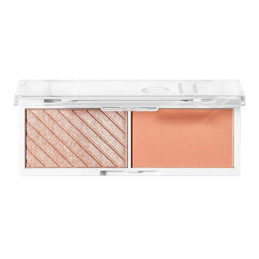e.l.f. Cosmetics Bite-Size Face Duo, Highlighter, Bronzer & Blush Palette, Highly Pigmented, Pomegranate, 0.049 Oz (1.4g), 0.049 ounces
