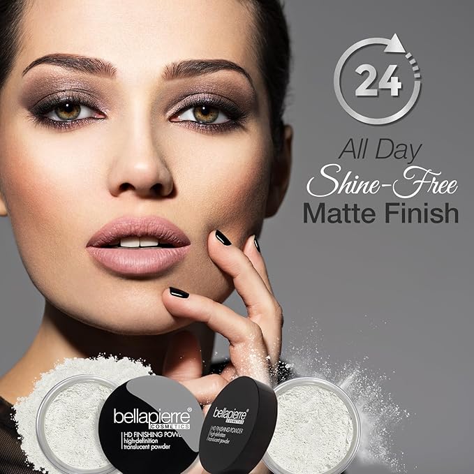 bellapierre HD Finishing Powder | Translucent Setting Powder | Poreless Shine-Free Matte Finish | Lightweight Gentle Formula | Non-Toxic & Paraben Free | Cruelty Free Mineral Makeup