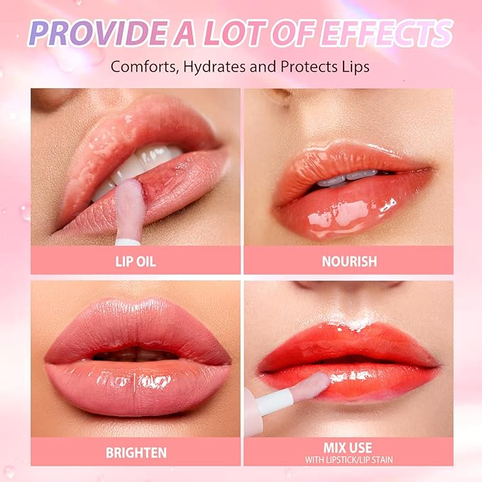 LANGMANNI Moisturizing Lip Oil,No-Sticky Lip Gloss Lip Balm Lip Care,Fruit Flavoured Lip Oil For Dry Lip's Moisturizing Hydrating And Nourishing ((Raspberry+Coco))