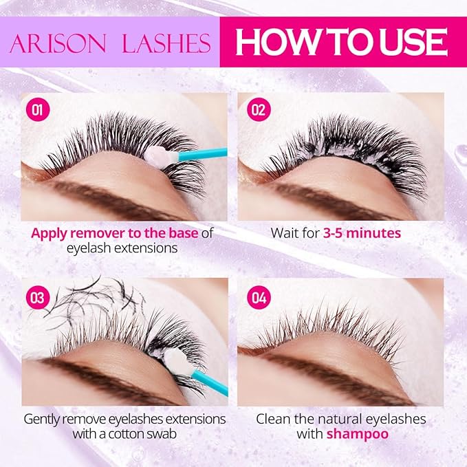 ARISON LASHES Lash Remover For Eyelash Extension Cream Remover Low Irritation Cream Remover for Sensitive Skin Fast Dissolution Professional Eyelash Extensions Salon Use(Cherry Blossoms)