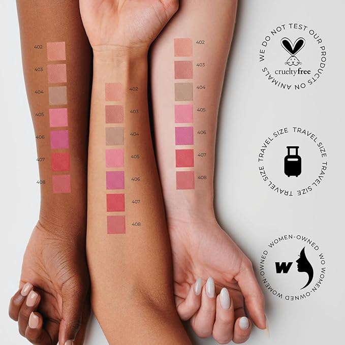 Pink Blush Cheek Color Mini - Blendable Natural Blush Powder - Enhances & Defines Shapes & Features - Contouring Powder - 4 Universal Shades - 405 (Pink Blossom) - 3.8g / 0.13 oz