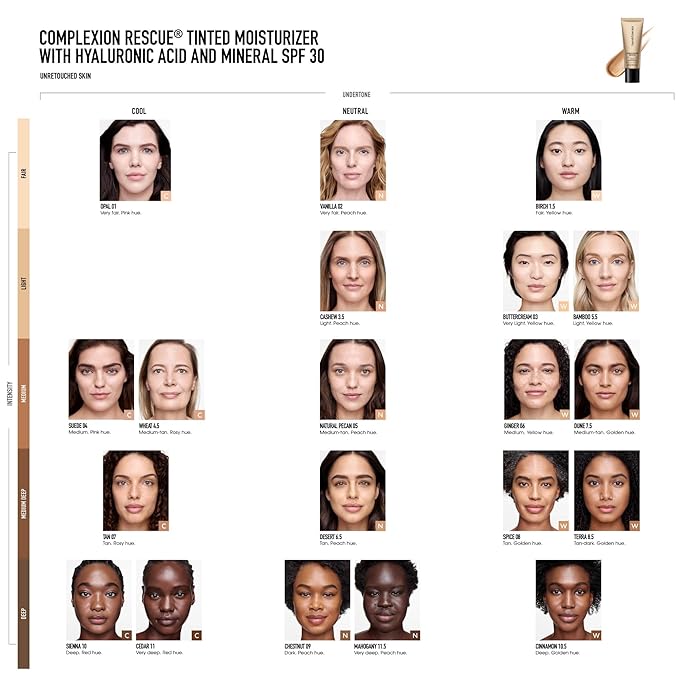 bareMinerals Complexion Rescue Tinted Moisturizer for Face with SPF 30, Vegan Tinted Mineral Sunscreen with Hyaluronic Acid, Full Size, Mahogany 11.5