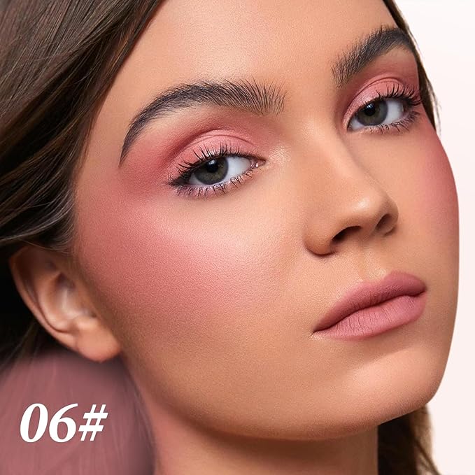 Boobeen Blush Compact for Face, Single Color Blush Powder Face Makeup, Highly Pigmented Matte Baked Makeup Pressed Blush Powder, Natural Blends Easily, with Puff