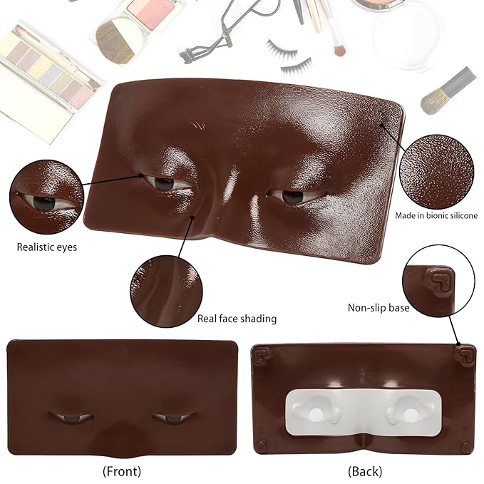 3D Eye Makeup Face Practice Board, Perfect Aid to Makeup Practicing Face Board, Reusable Silicone Face to Practice Makeup Mannequin for Beginners to Practice Eyesmakeup Kit (Black)