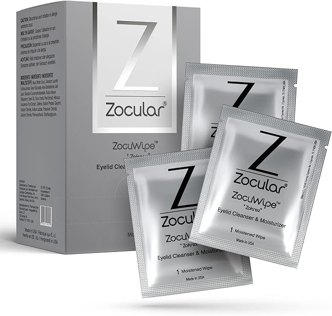 Zocuwipe Eyelid Wipes with Okra Complex - Eyelid Cleanser and Moisturizer Pads 40ct + Zocufill Elixir Eye Gel and Face Serum