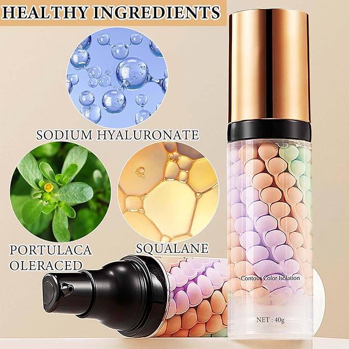 1 Pcs One Step Color Corrector,Natural Isolation Cream,Face Primer Makeup Tricolor Tinted Moisturizer,Oil Control & Moisturizing Skin Tone Correcting and Brightening Primer Concealer Foundation