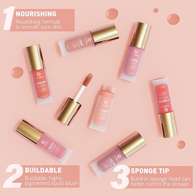 FV Liquid Blush, Long Lasting Buildable Cream Cheek Tint with High-Pigment Color, Weightless Blendable Formula for Natural Dewy Finish (Believe)