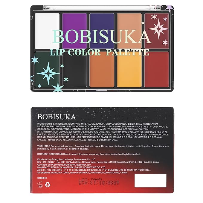 BOBISUKA Cream Lip Color Palette, High Impact 10 Halloween Colors Matte Lipstick Makeup Palette, Moisturizing Waterproof Creamy Formula Lipstick - Halloween