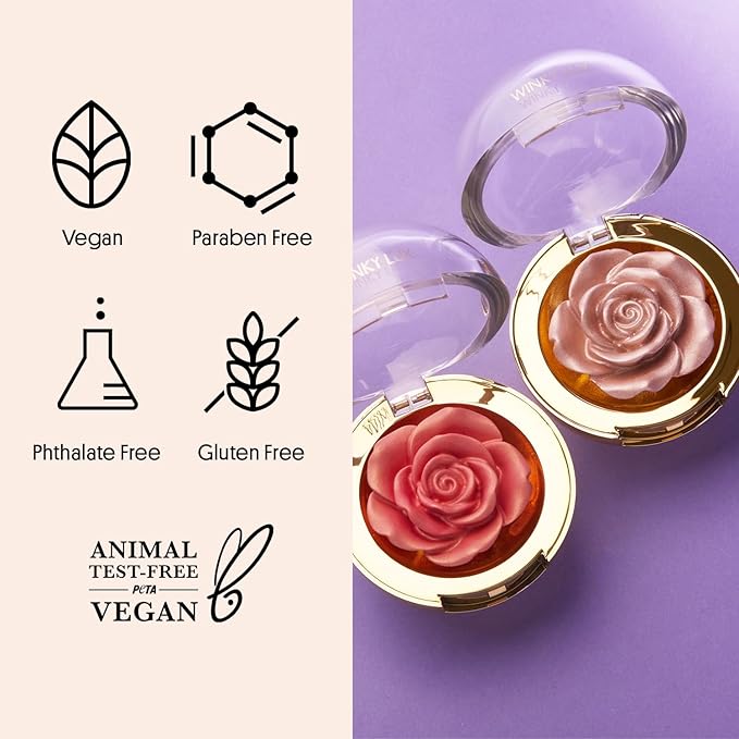 Winky Lux Cheeky Rose, Cream with Vitamin E, Gold Highlighter, Makeup, Champagne