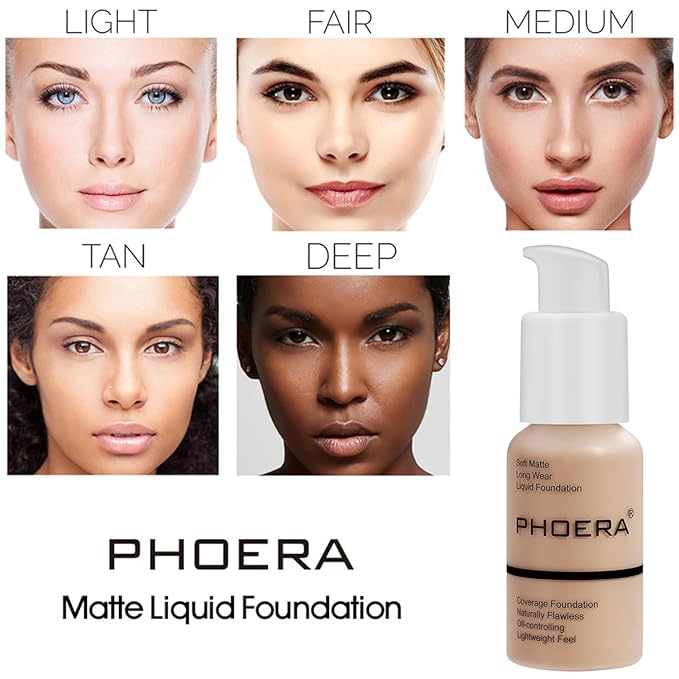 Hilareco PHOERA Tinted Moisturizer Foundation Serum, 4-in-1 Hydrating, Primer, & Foundation, Hydrate skin Serum, PHOERA Foundation Face Powder