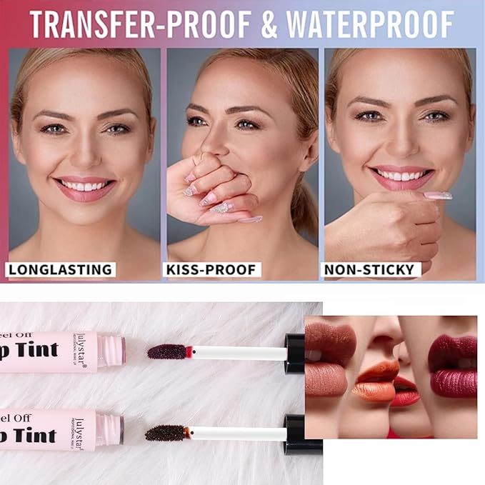 Peel Off Lip Tint, Waterproof Long Lasting Lip Stain, Matte Transfer-Proof Peel Off Lipstick, Non-Stick Cup Lip Color, Smudge-Free Lip Makeup for Women and Girls (05#, 1pc)