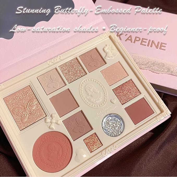 12 Color Embossed Eyeshadow Palette - Warm Pink Tones with Shimmer & Matte Finishes, Highly Pigmented, Long-Lasting, All-in-One Makeup Palette for Day & Night Looks