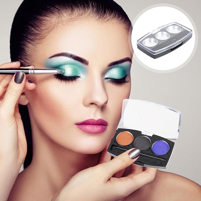 30Pcs Round Empty Makeup Pans with 10Pcs Container cases: Eyeshadow Blush Powder Lipstick Storage Palette - 2.8X1.65in Cosmetic Organizer for Travel