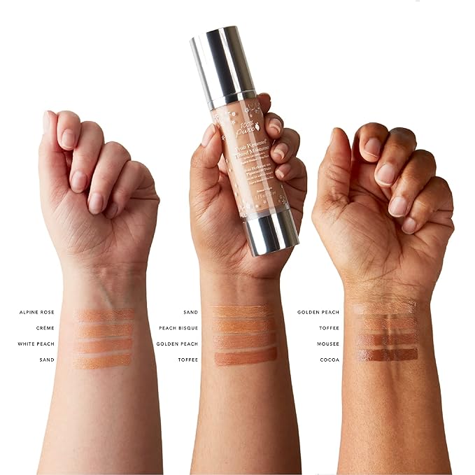 100% PURE Tinted Moisturizer Anti-Aging Face Makeup - Fruit Pigmented Cocoa Light to Medium Coverage & Dewy Glow - Lightweight Foundation Deep Skin w/Neutral Undertone - Vegan - 1.7 Fl Oz