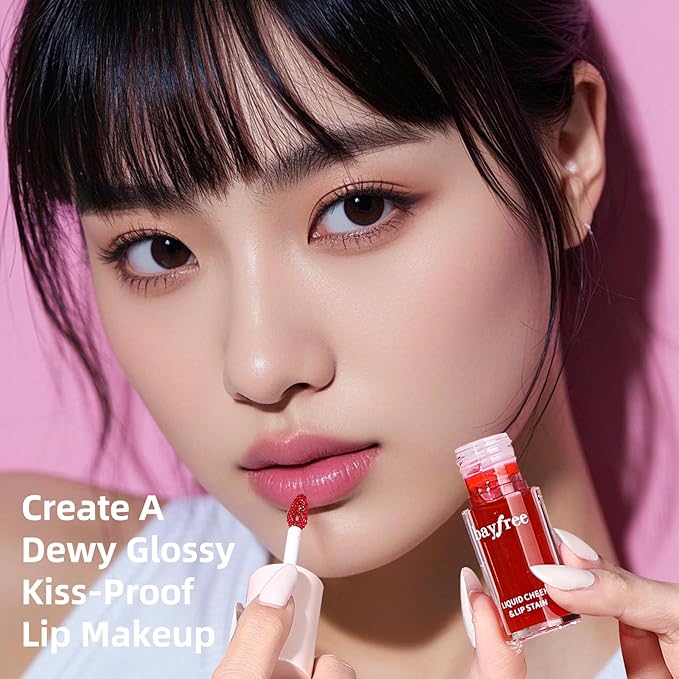 Liquid Cheek & Lip Stain, Korean Lip Tint with Moisturizing & Weightless, Non-Sticky, Long-Lasting, Kiss-proof, All Long-wearing, Vegan Makeup (Honey Peach)