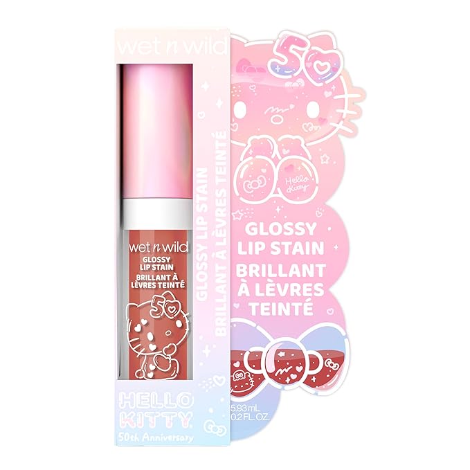 wet n wild Hello Kitty Glossy Lip Stain, Warm Apple Pie Lightly Scented, Nourishing New Glossy Finish Formula, Cruelty-Free & Vegan - So Dreamy