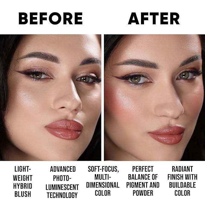 Baked PRO Blush. Brighten Lighting Highly Glow Marbleized. Lightweight Shimmery Satin Face Makeup. Cruelty-Free Powder Blush. Shape, Contour & Highlight Face (B3, D60)