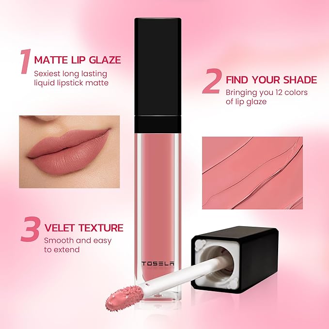 Lip Set, Lip Stain Long Lasting Waterproof, Lightweight, Non-sticky, High Shine Finish, Super Natural #05